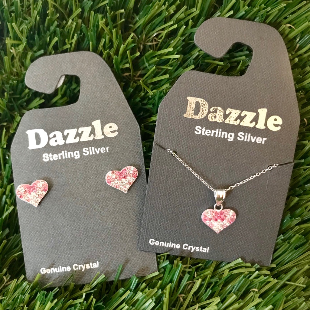Genuine Crystal And Sterling Silver Heart Set 20$